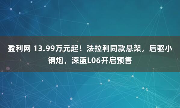 盈利网 13.99万元起！法拉利同款悬架，后驱小钢炮，深蓝L06开启预售